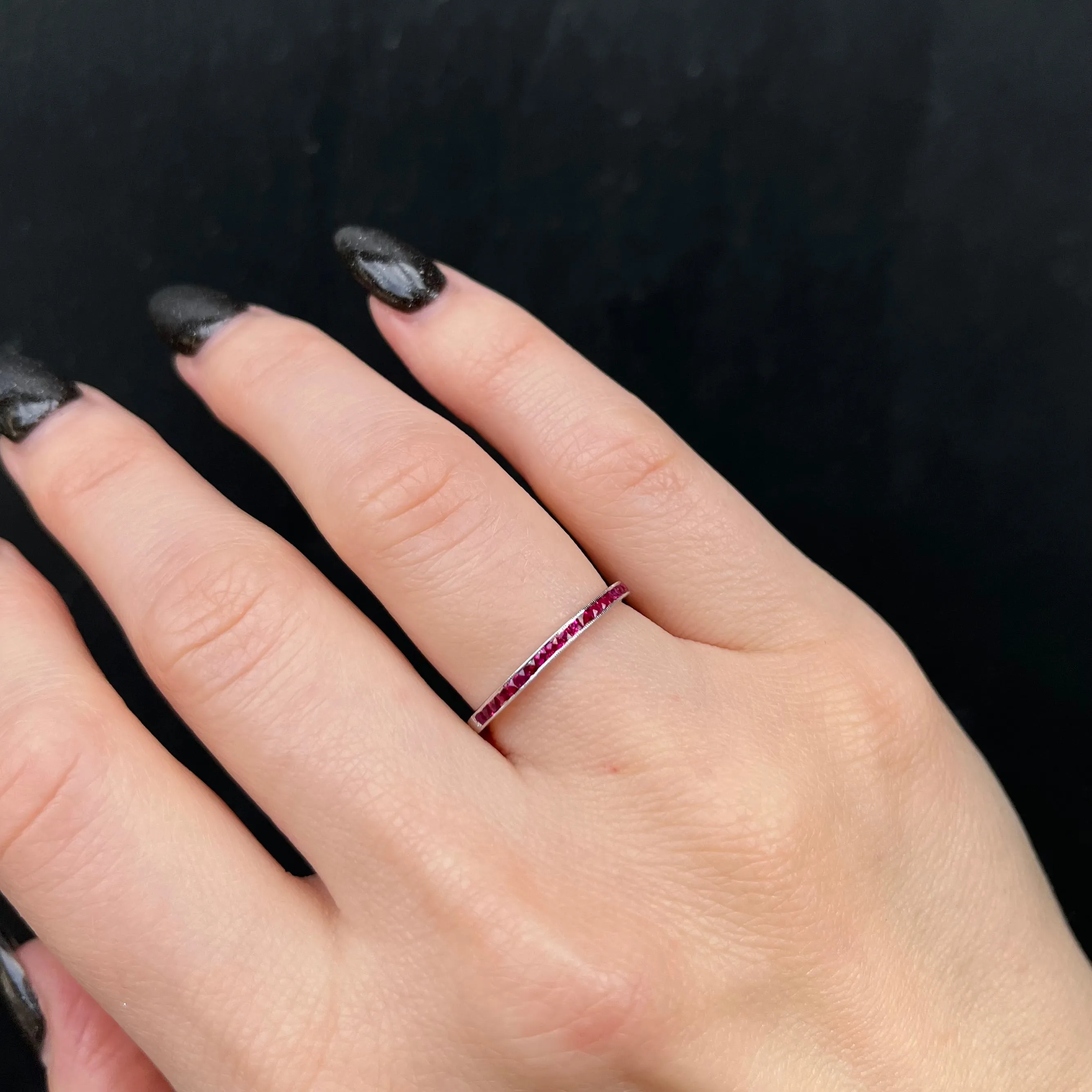14K White Gold 0.38 CTW Ruby Band