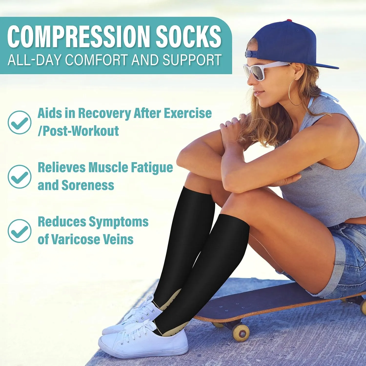 3 Pairs Compression Socks for Women and Men 15-20mmHg-Circulation Support Socks- Best for Medical,Running,Athletic