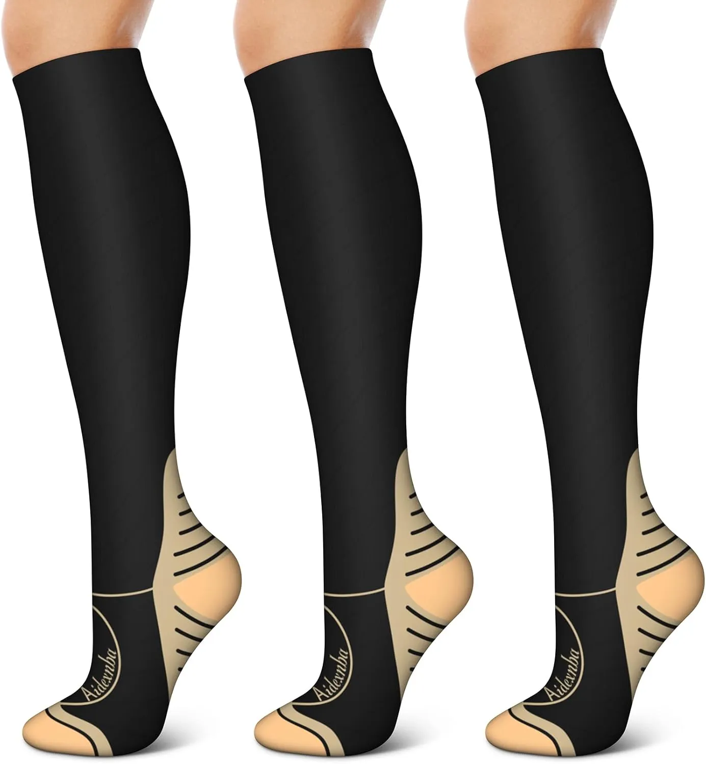 3 Pairs Compression Socks for Women and Men 15-20mmHg-Circulation Support Socks- Best for Medical,Running,Athletic