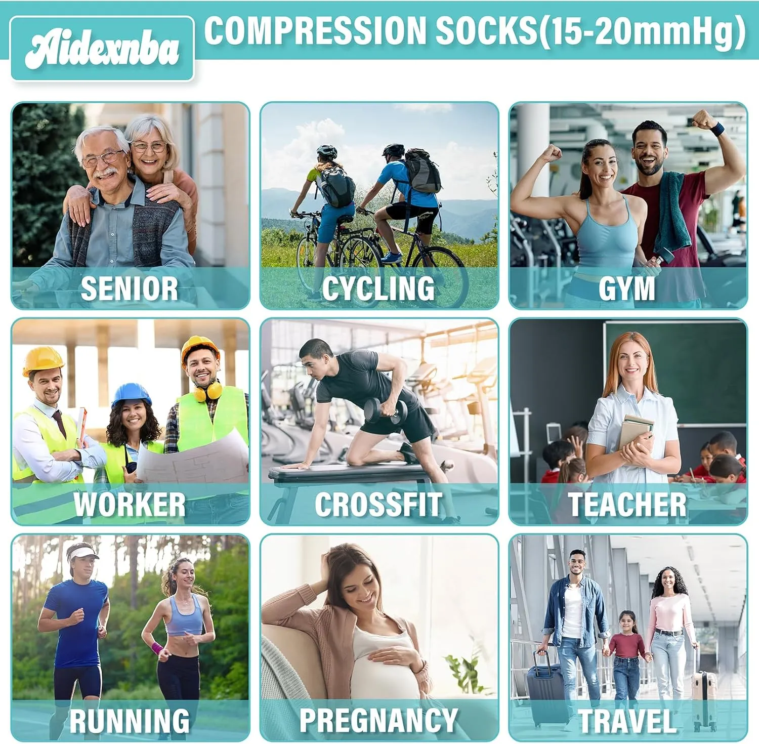 3 Pairs Compression Socks for Women and Men 15-20mmHg-Circulation Support Socks- Best for Medical,Running,Athletic