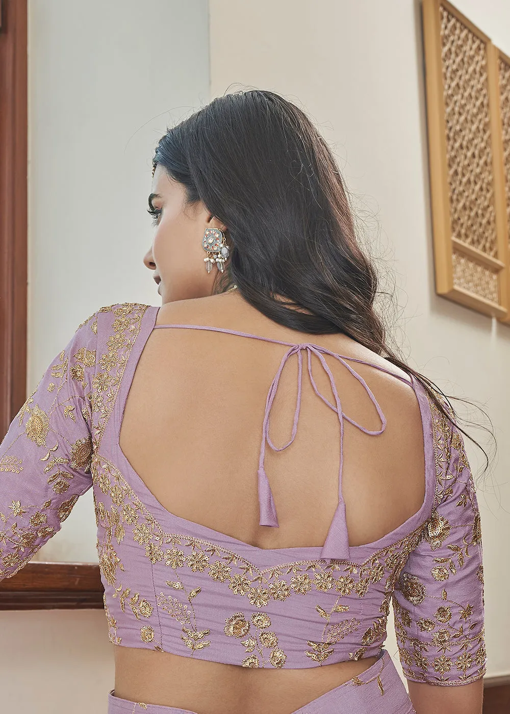 Adorning Art Silk Lavender Wedding Lehenga Choli
