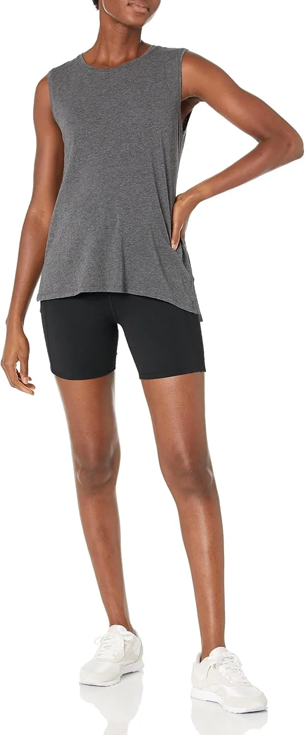 Amazon Essentials Women's Soft Cotton Relaxed-Fit Yoga Tank Top (Available in Plus Size)