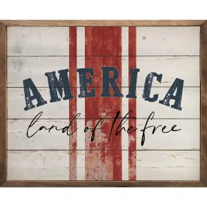 America Land Of The Free Stripes Wood Framed Print