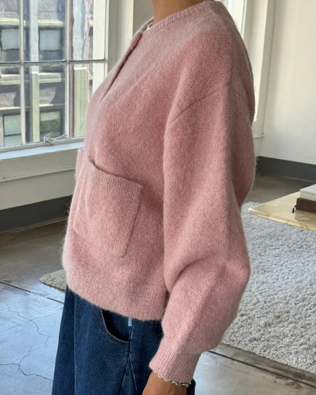 Amélie Alpaca Cardigan - Pink Rose