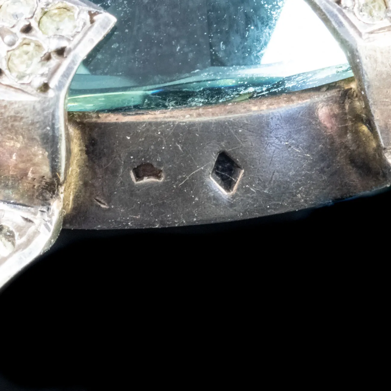 Antique French 23Ct Blue Tourmaline Paste Turtle Brooch Silver Circa 1900