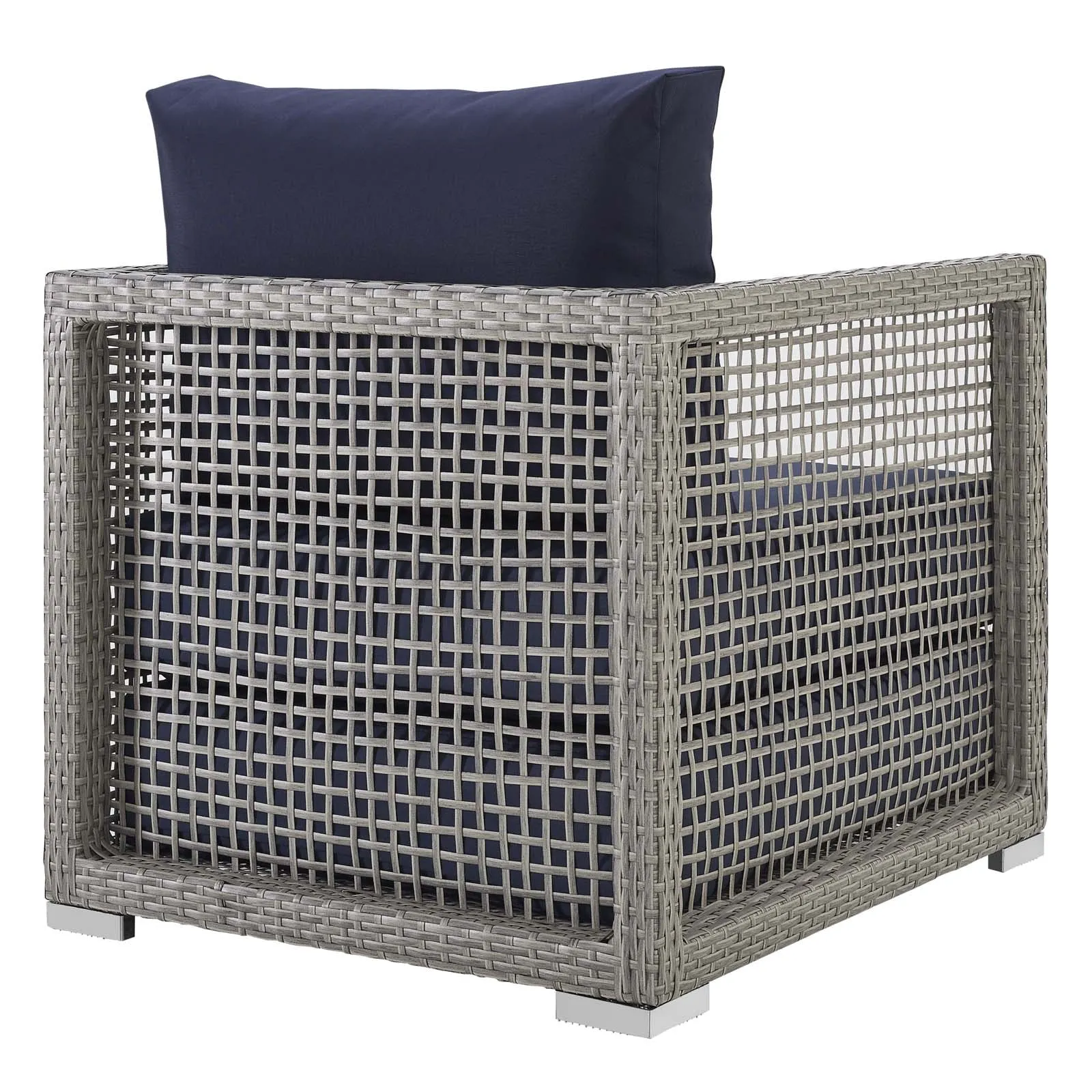 Aura Rattan Outdoor Patio Armchair Gray Navy EEI-2918-GRY-NAV