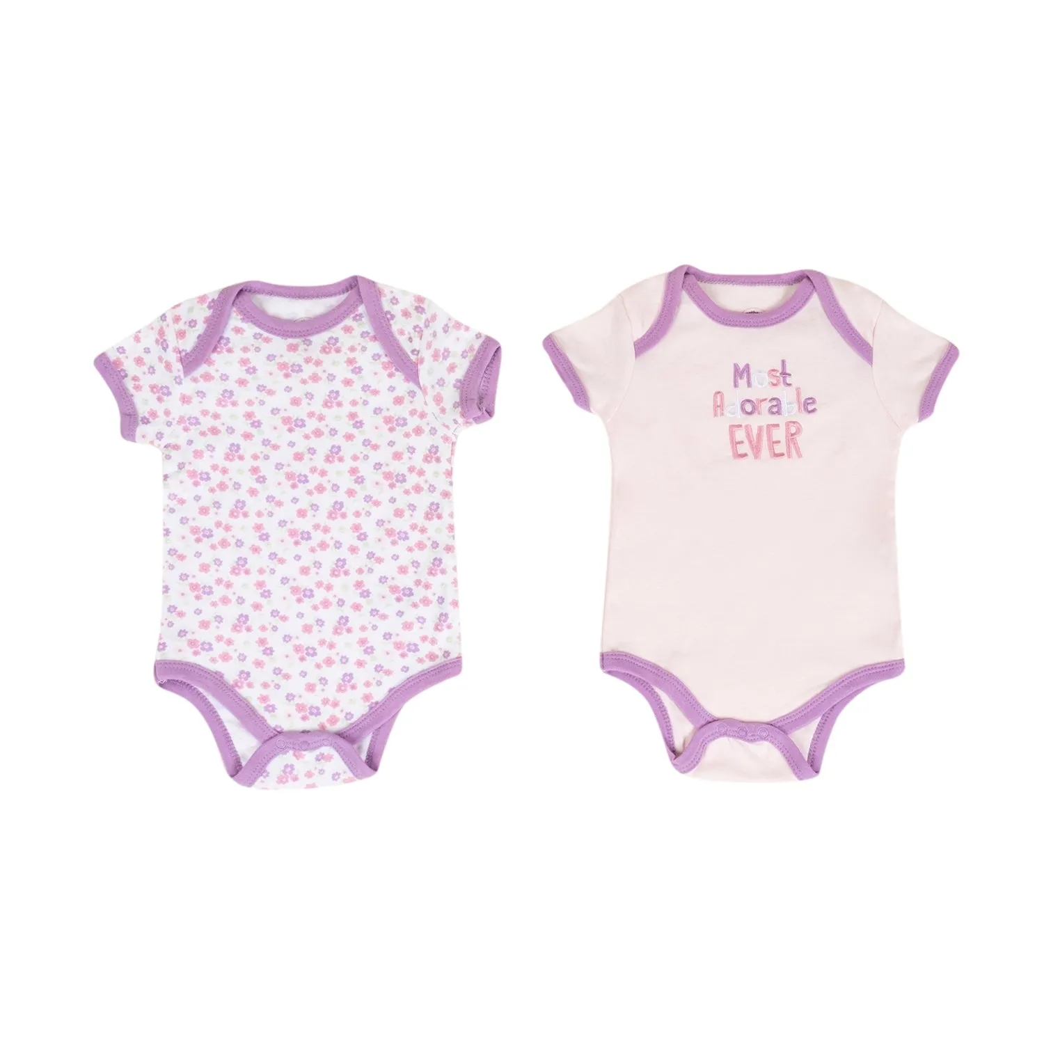 Baby Moo Adorable Gift Set 5 Piece With Bodysuits, Pyjama, Bib And Socks - Purple