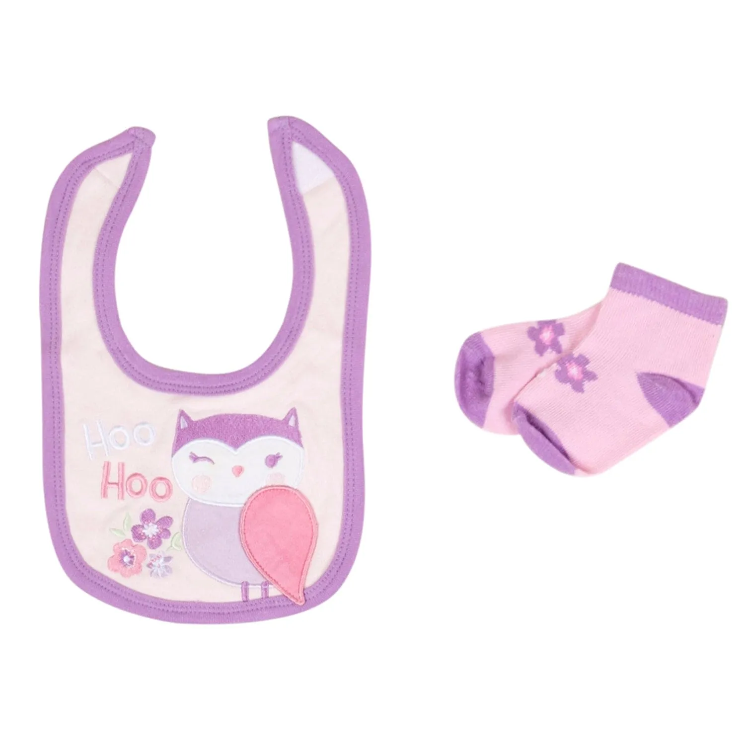Baby Moo Adorable Gift Set 5 Piece With Bodysuits, Pyjama, Bib And Socks - Purple