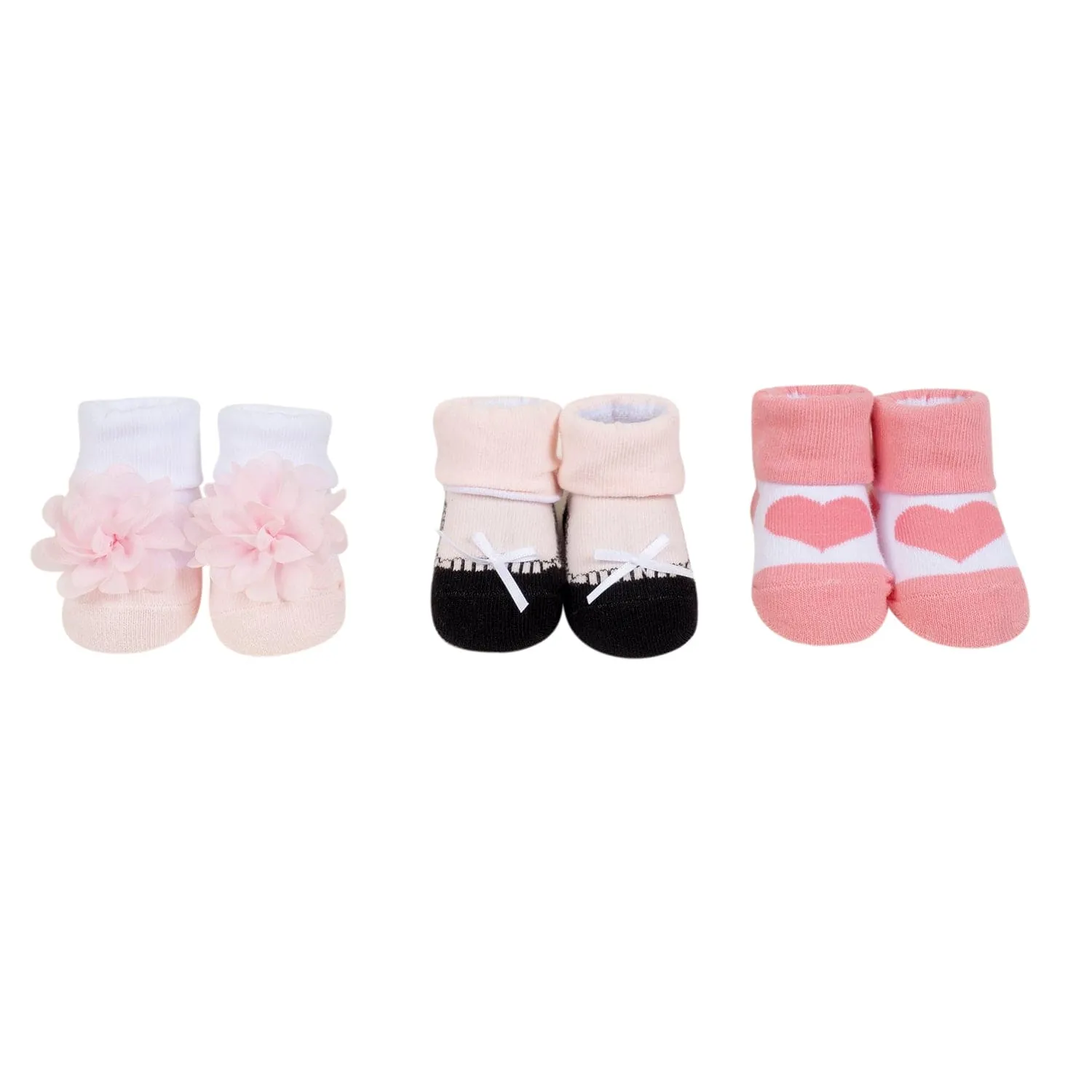 Baby Moo Daddy's Heart Infant Girl 6-Piece Gift Hairband And Socks Set - Pink