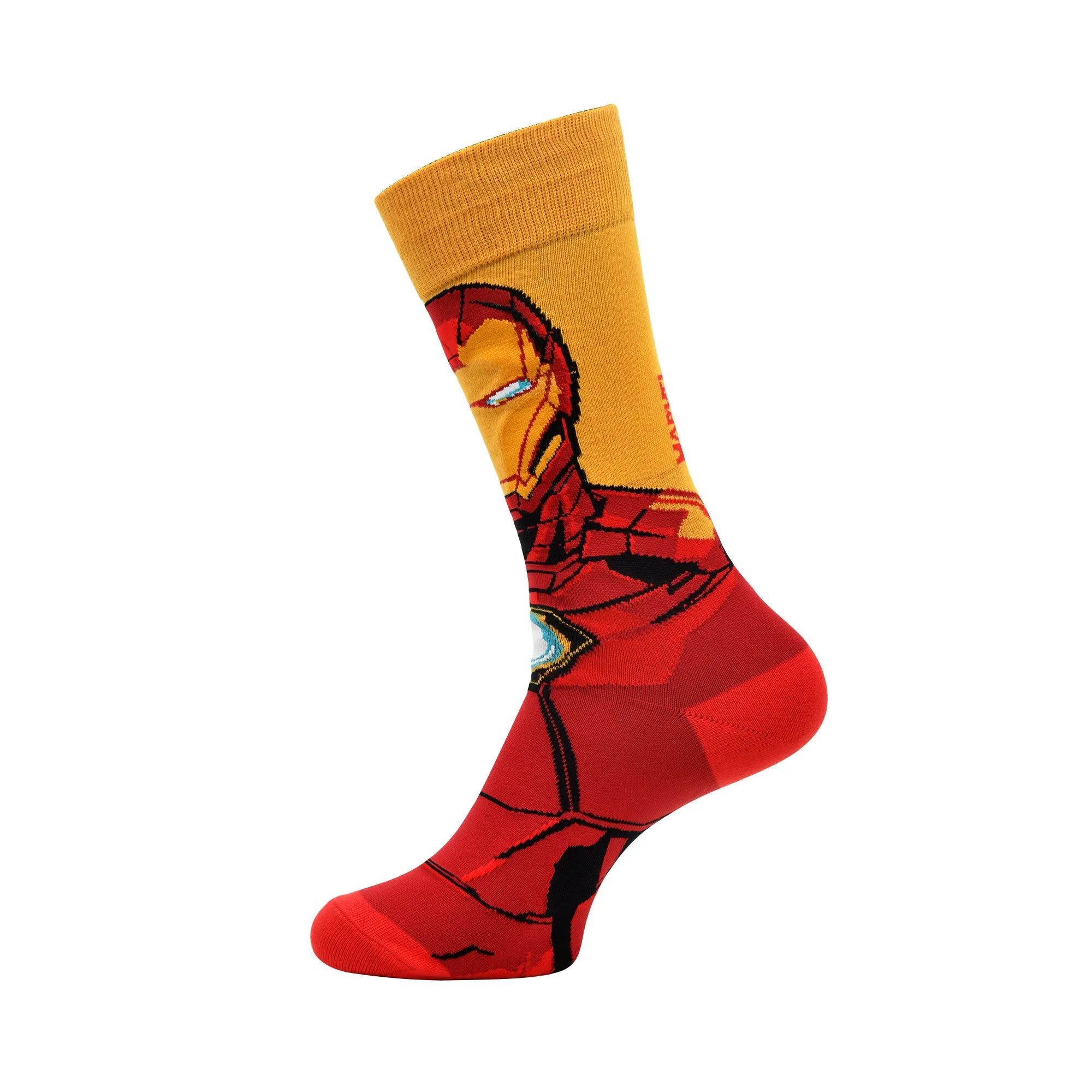 Balenzia x Marvel Character Crew & Lowcut/Ankle Length Sock for Men- "INVINCIBLE IRON MAN"Gift Pack (Pack of 2 Pairs)(Free Size) Red