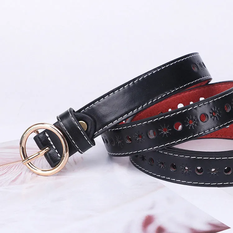 Belt Women's Korean-Style Simple White Student Universal Jeans Decorative All-Match Black