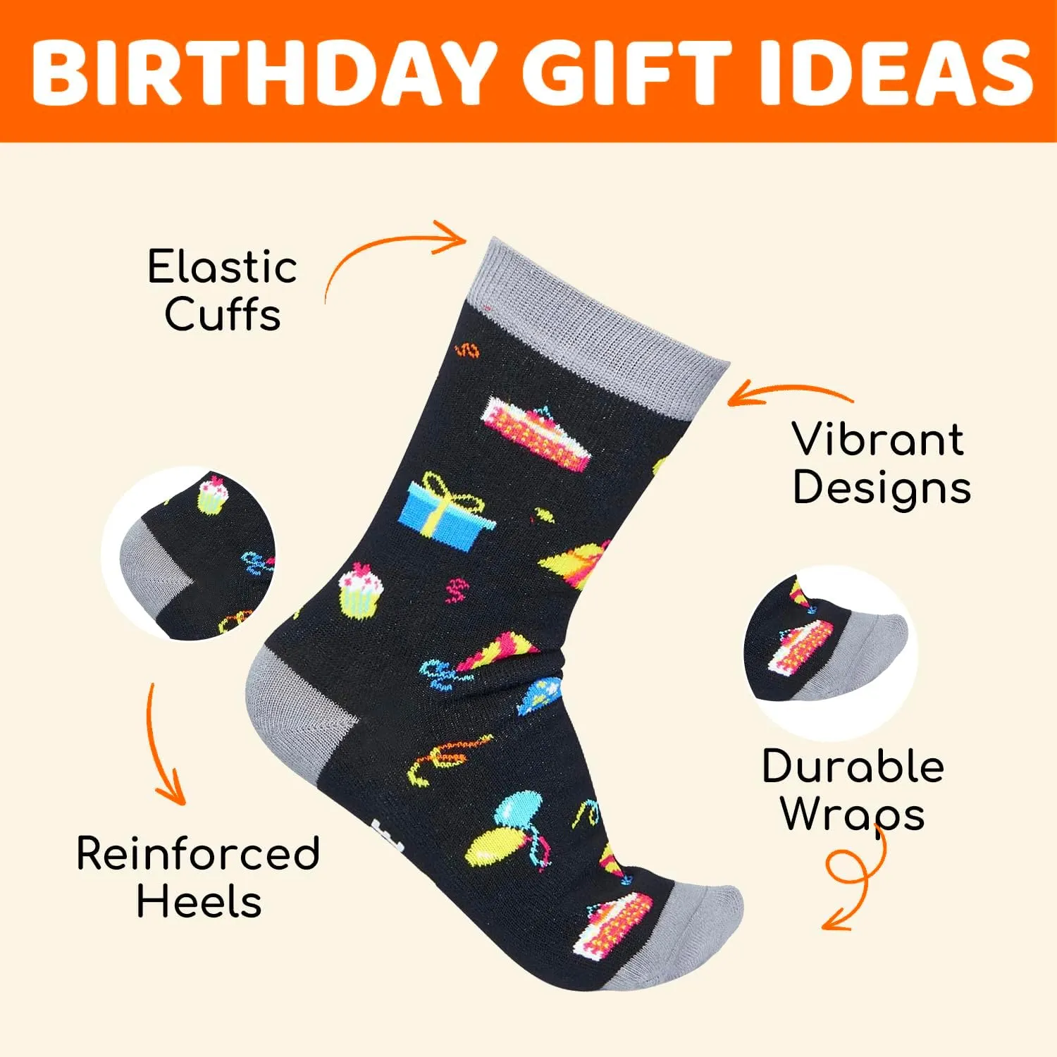 Birthday Gifts for Boys Age 5-12 - Socks for Boys Girls 5-12 Years Old, Birthday Gift Ideas with Box in Black