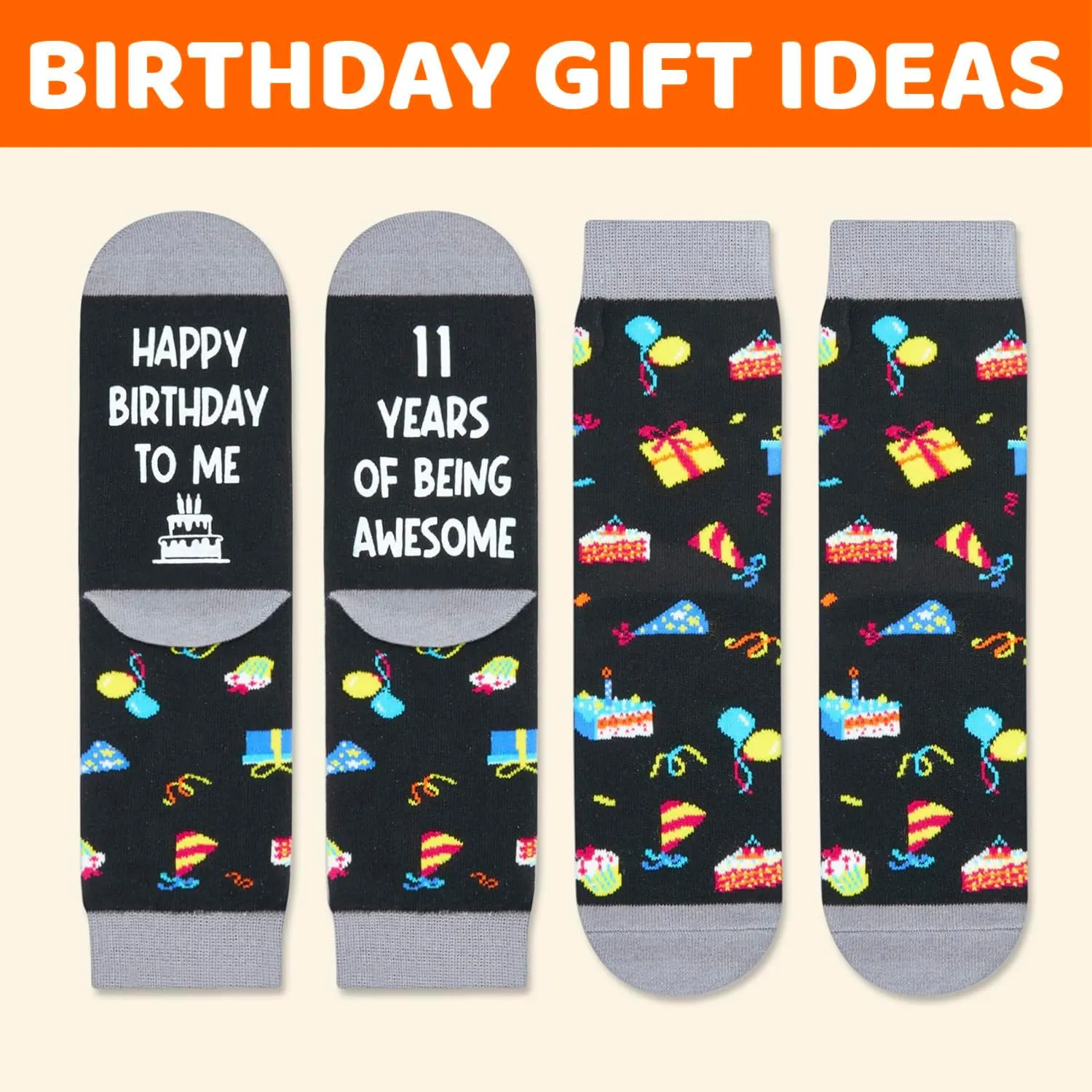 Birthday Gifts for Boys Age 5-12 - Socks for Boys Girls 5-12 Years Old, Birthday Gift Ideas with Box in Black