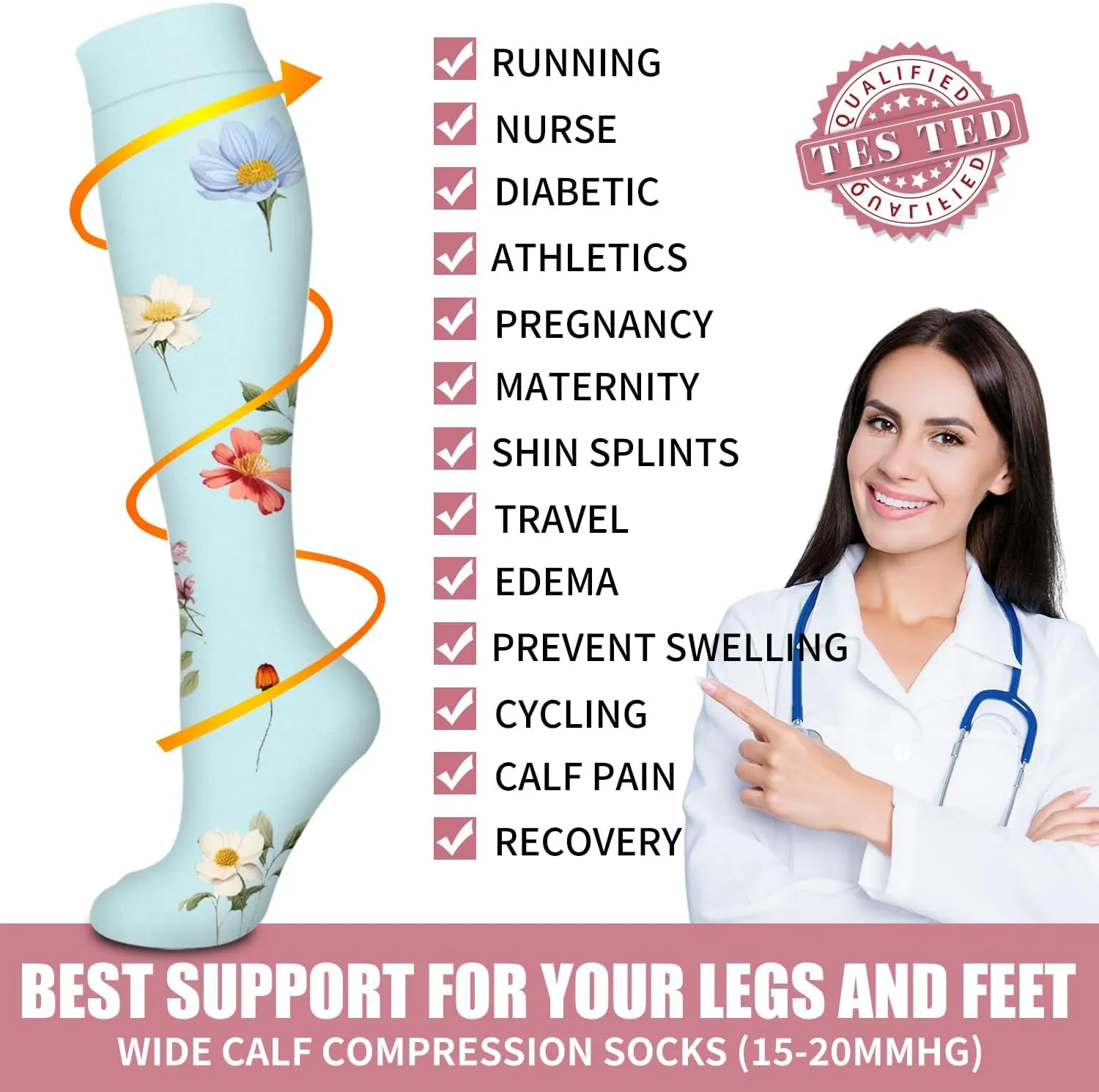 Bluemaple Copper Compression Socks For Women & Men Circulation - Best for Running,Nursing,Hiking,Flight&Travel