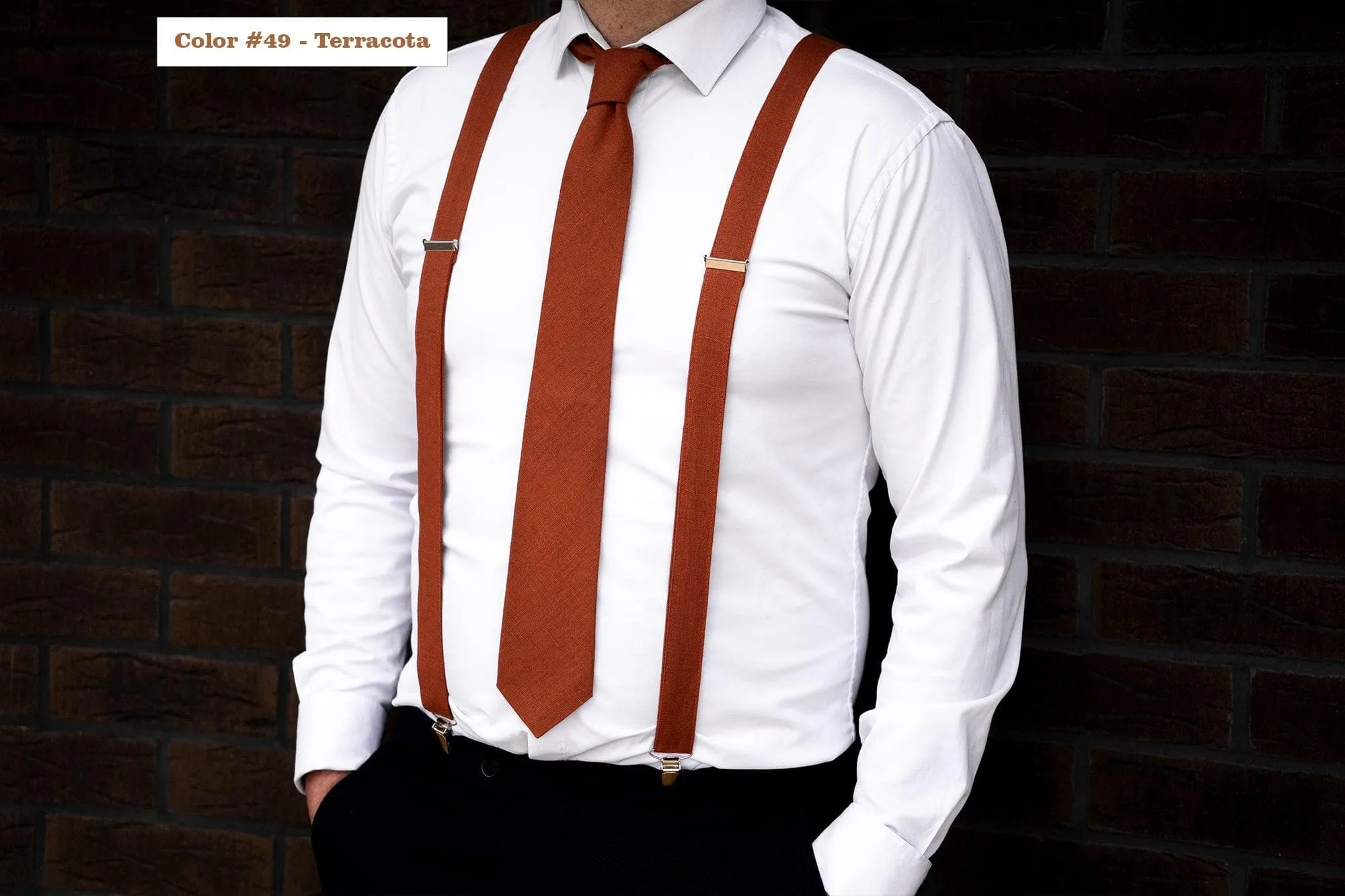 Burgundy Necktie - Men's Linen Tie for Weddings and Groomsmen