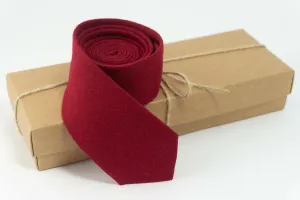 Burgundy Necktie - Men's Linen Tie for Weddings and Groomsmen