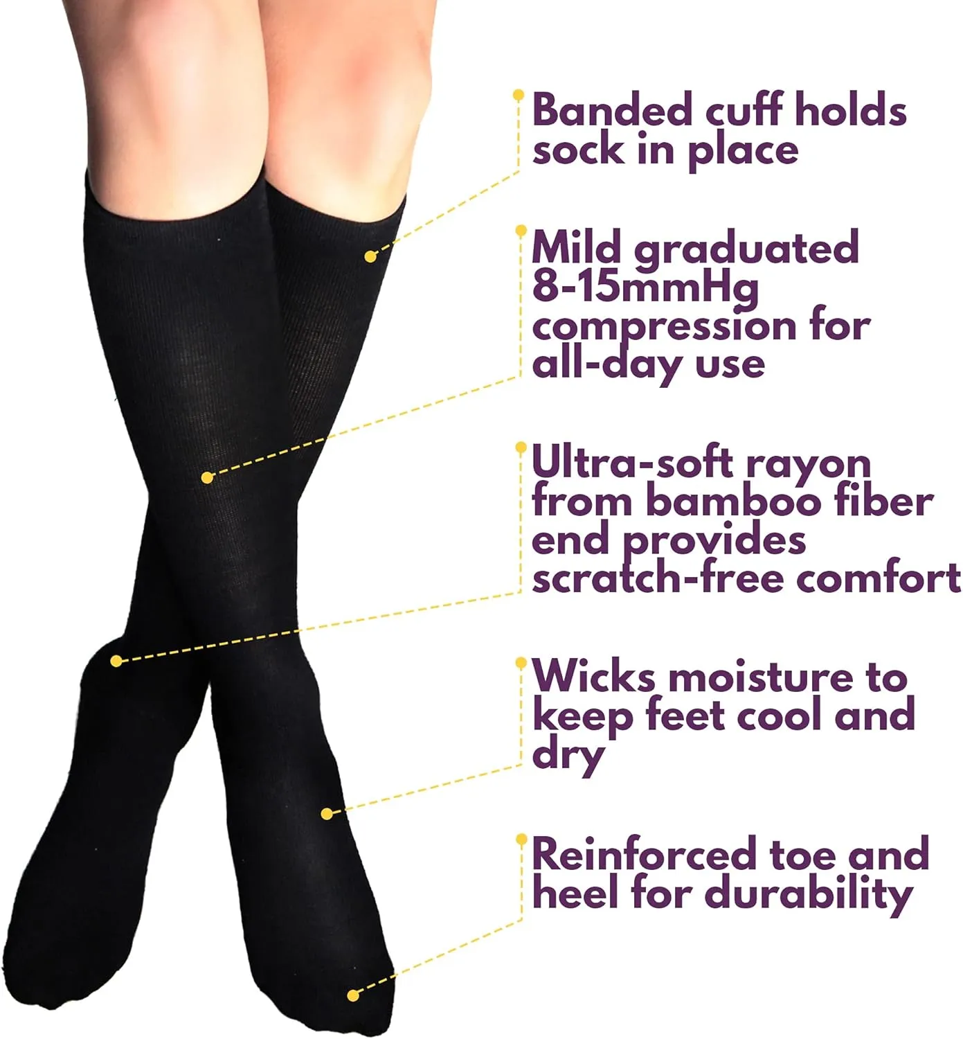 Cabeau Bamboo Compression Socks Ultra Soft for Women and Men 8-15 mmHg