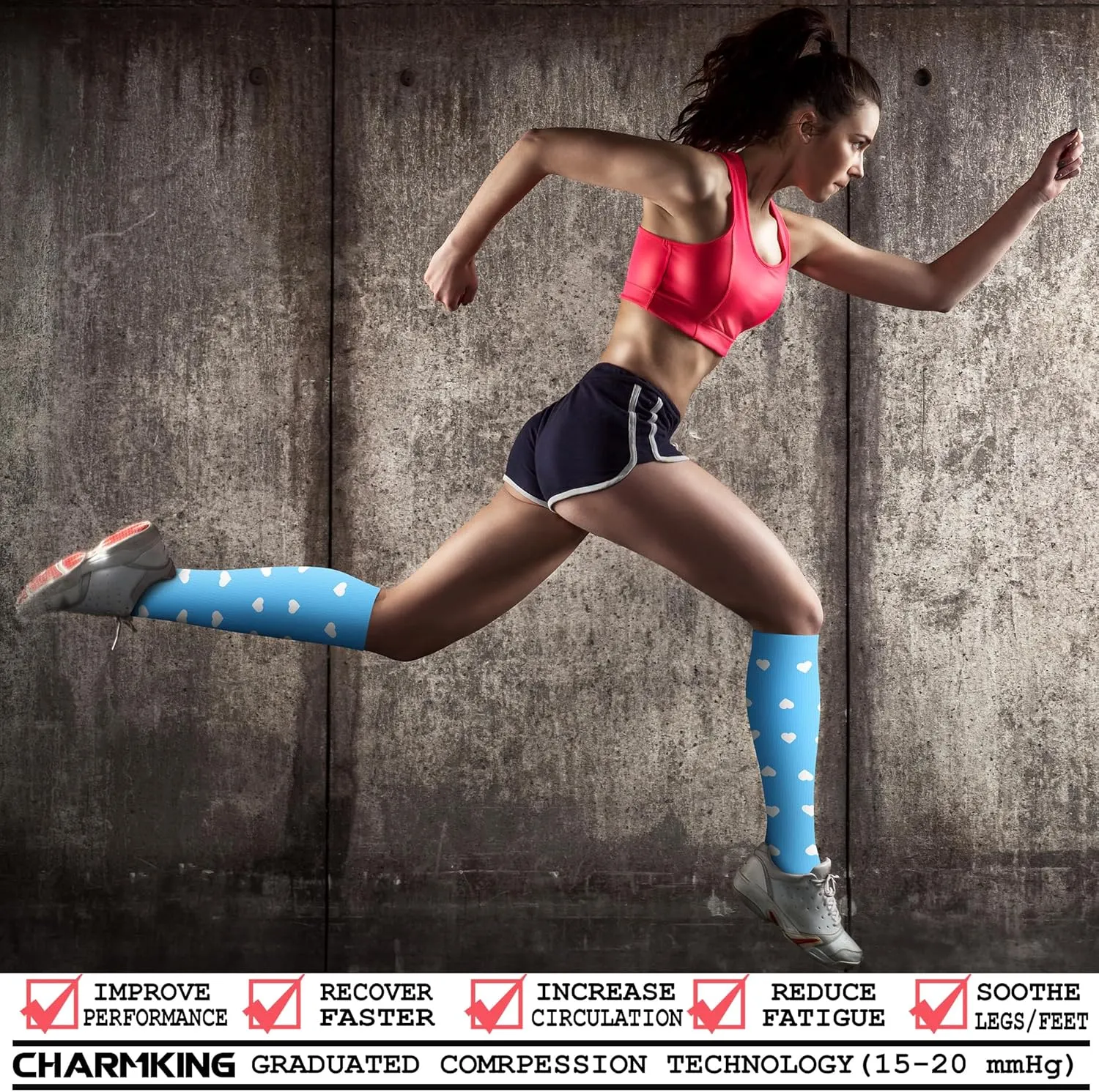 CHARMKING 3 Pairs Open Toe Compression Socks for Women & Men Circulation 15-20 mmHg is Best Support for All Day Wear
