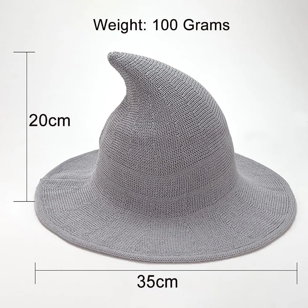 Chendvol Men's and Women's Halloween Witch Wool Hat Knitted Cap for Party Masquerade Cosplay Costume Accessory Daily