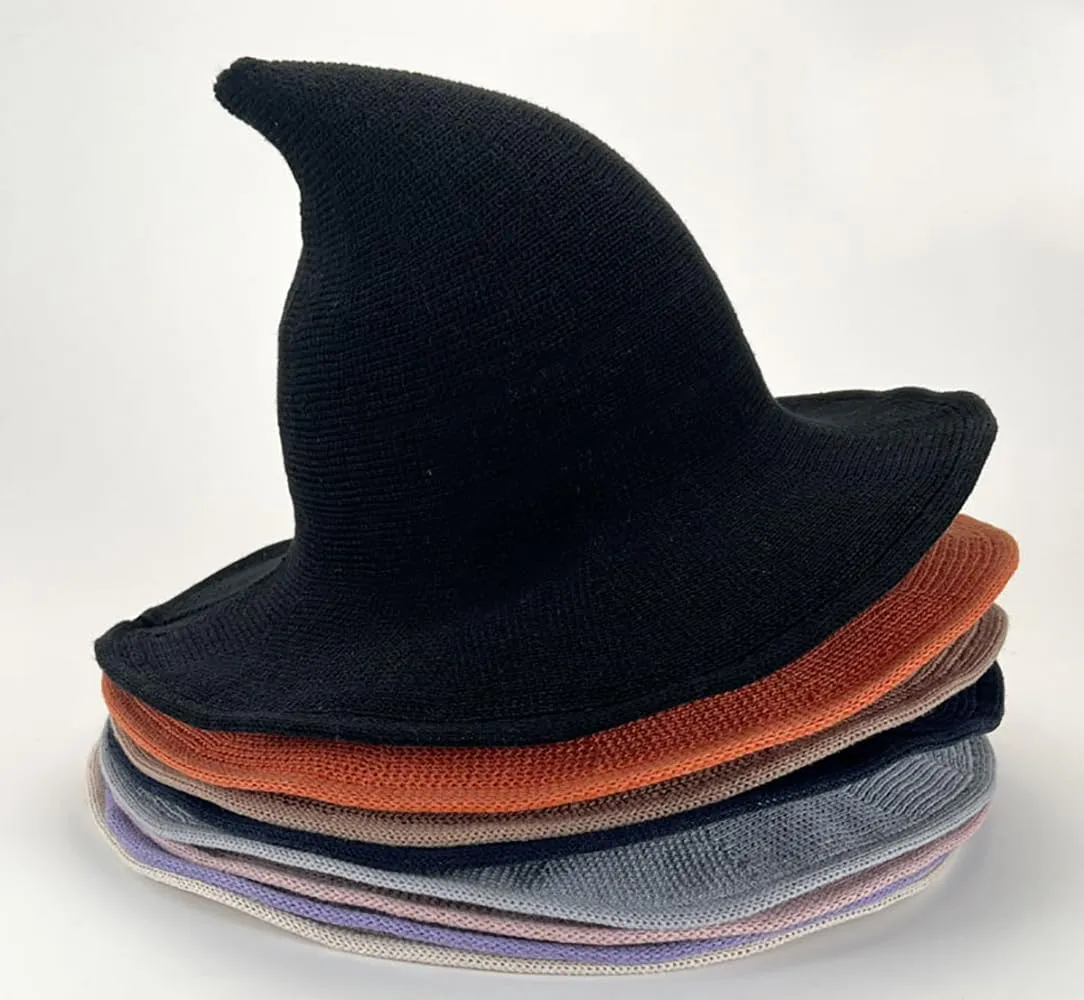 Chendvol Men's and Women's Halloween Witch Wool Hat Knitted Cap for Party Masquerade Cosplay Costume Accessory Daily