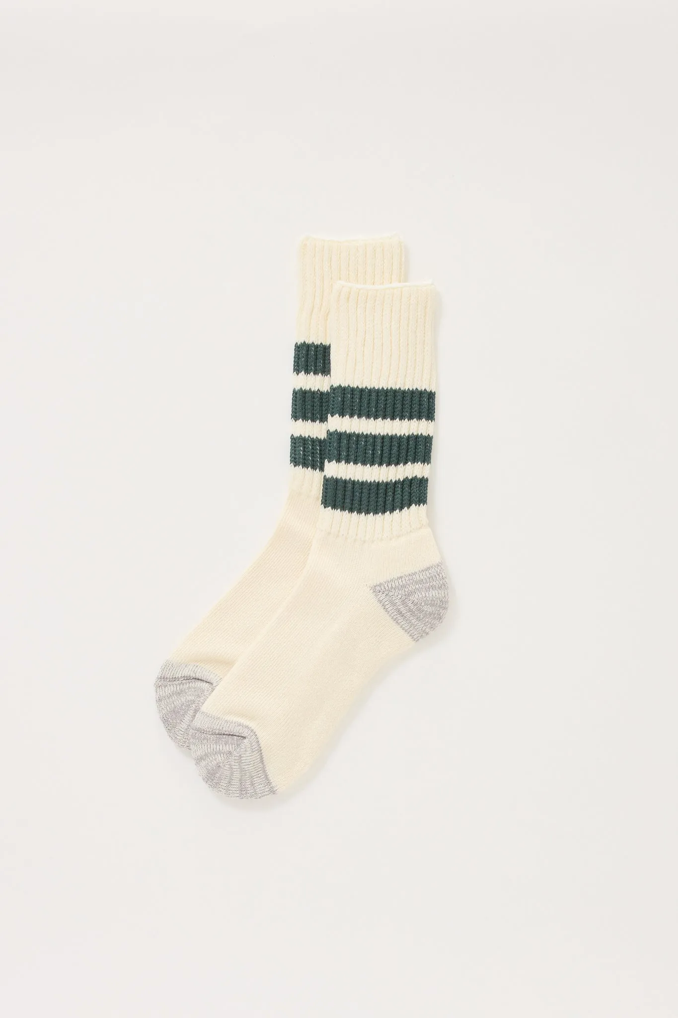 Coarse Ribbed Old School Crew Socks Dark Green
