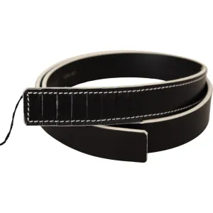 Costume National Chic Black Leather Fashion Belt with White Accents