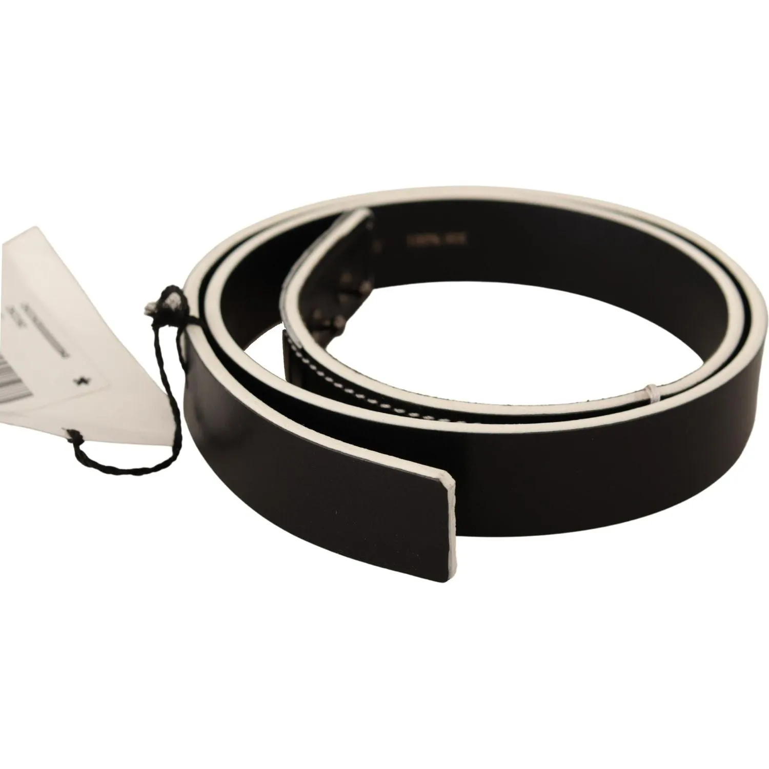 Costume National Chic Black Leather Fashion Belt with White Accents