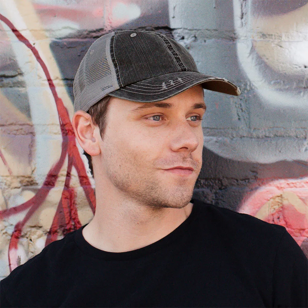 Customized Big Head Washed Herringbone Cotton Twill Trucker Cap