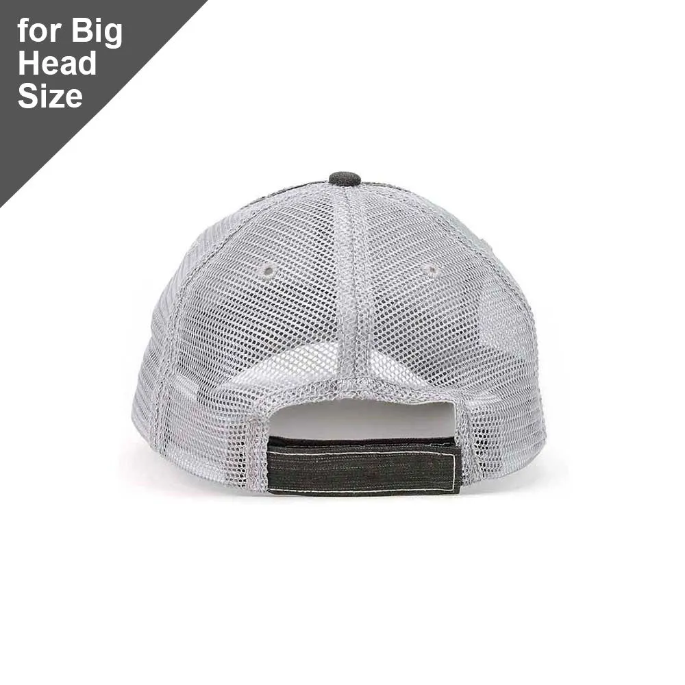 Customized Big Head Washed Herringbone Cotton Twill Trucker Cap