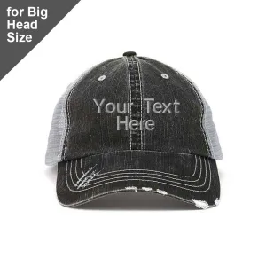 Customized Big Head Washed Herringbone Cotton Twill Trucker Cap