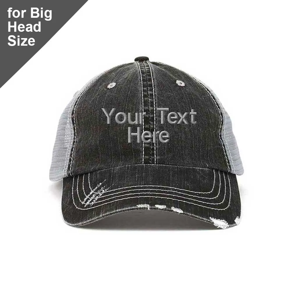 Customized Big Head Washed Herringbone Cotton Twill Trucker Cap