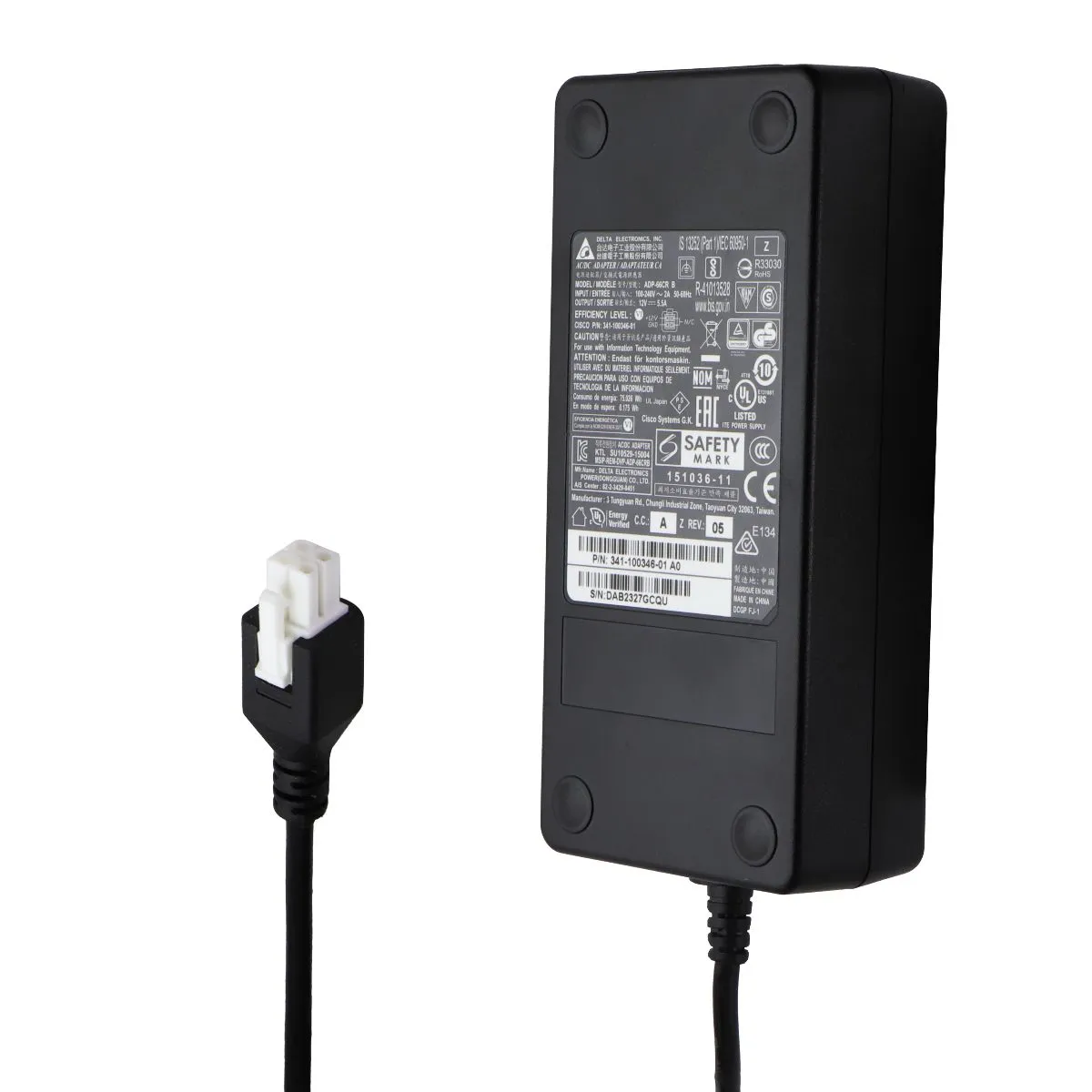 Delta Electronics 4 Pin Power Supply- 12V/5.5A - (ADP-66CR) - Black - Brick Only