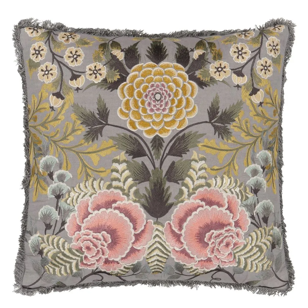 Designers Guild Brocart Decoratif Embroidered Sepia Decorative Pillow