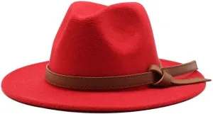 DHAEY Men's Stage British Style Woolen Hat Autumn and Winter Big Felt Hat Retro Big Brim Top Hat Luopan Caps & Hats (Color : Rose Red, Size : Medium(56-58cm))