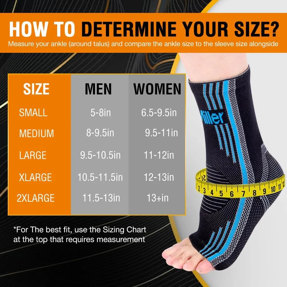 Doc Miller Ankle Compression Sleeve  Plantar Fasciitis Support, Toeless Neuropathy Socks, 20-30 mmHg, Achilles Tendonitis Relief Brace, Elastic Support for Swollen Ankles, Men & Women, 1 Pair