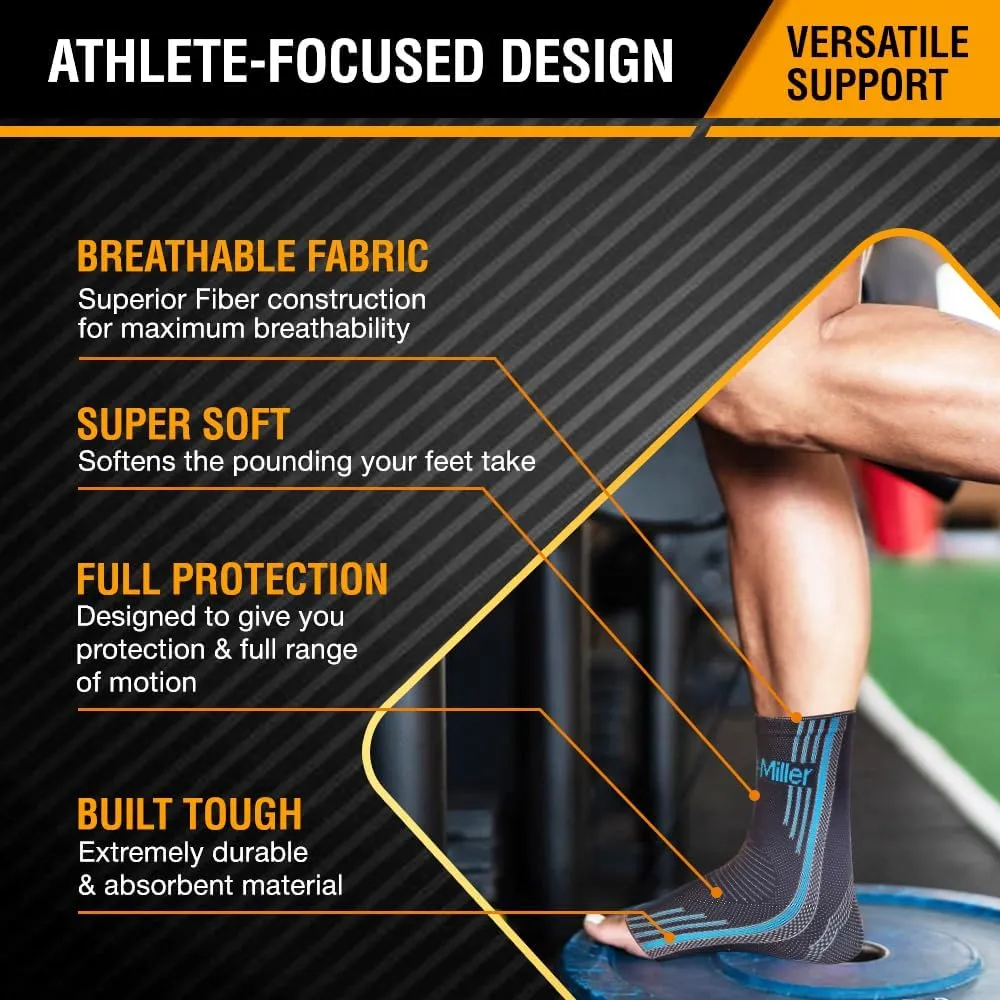 Doc Miller Ankle Compression Sleeve  Plantar Fasciitis Support, Toeless Neuropathy Socks, 20-30 mmHg, Achilles Tendonitis Relief Brace, Elastic Support for Swollen Ankles, Men & Women, 1 Pair