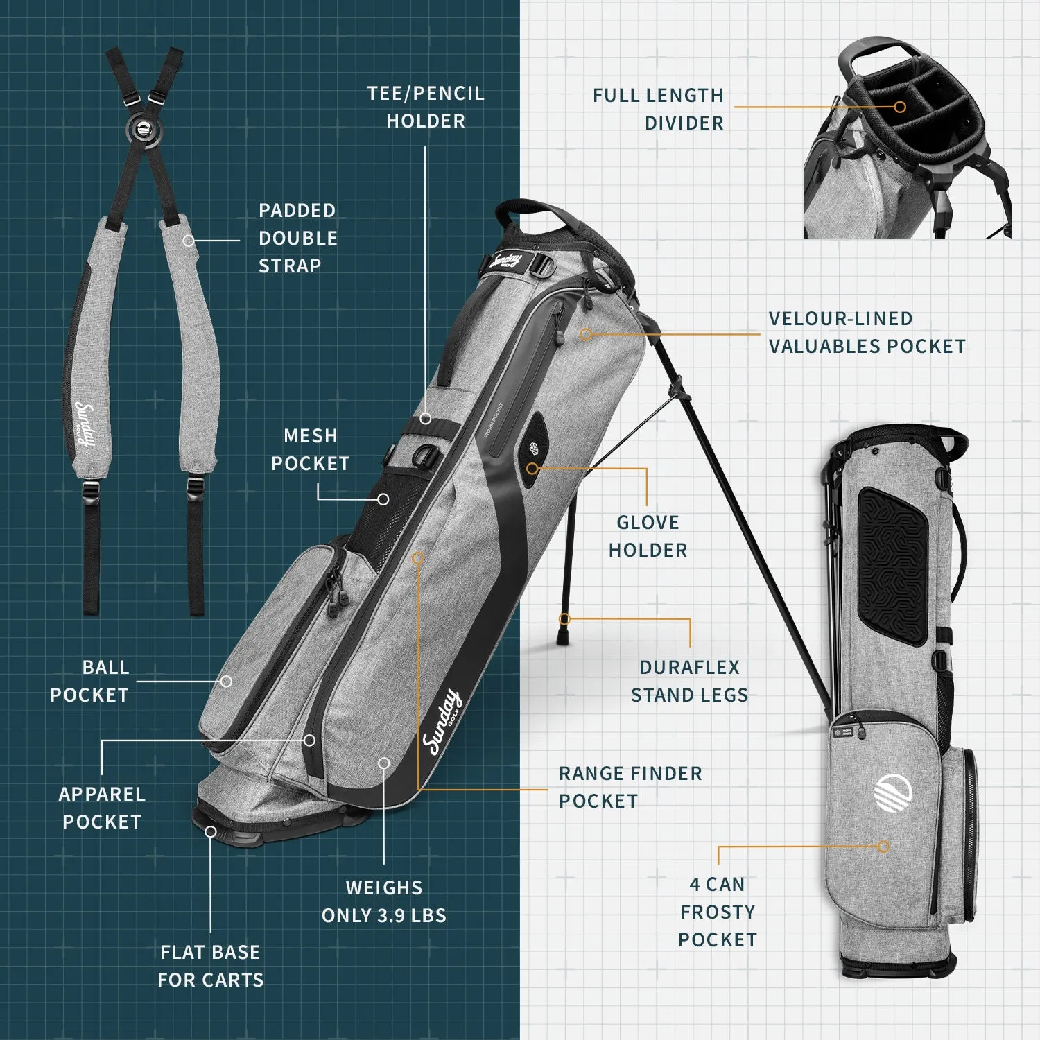 El Camino | Heather Gray Walking Golf Bag
