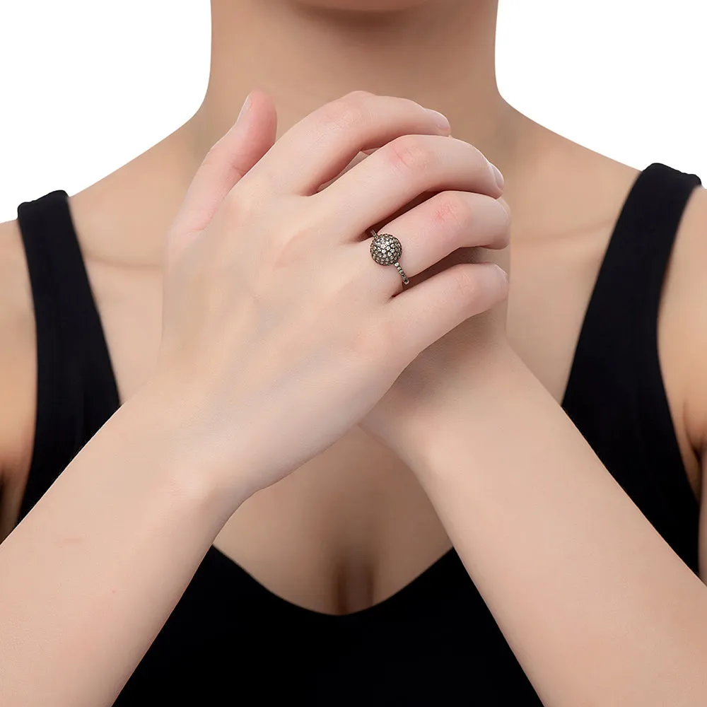 Emerald and Black Onyx Ball Ring