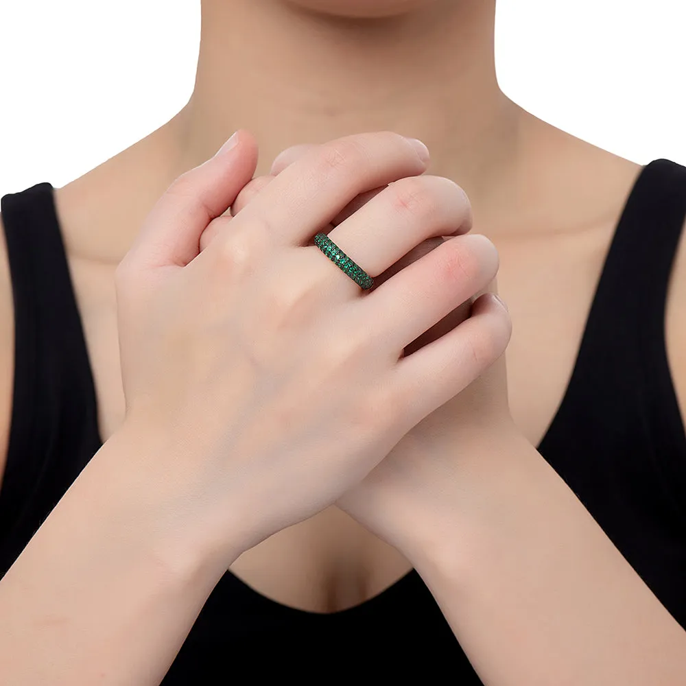 Emerald and Onyx Band Ring