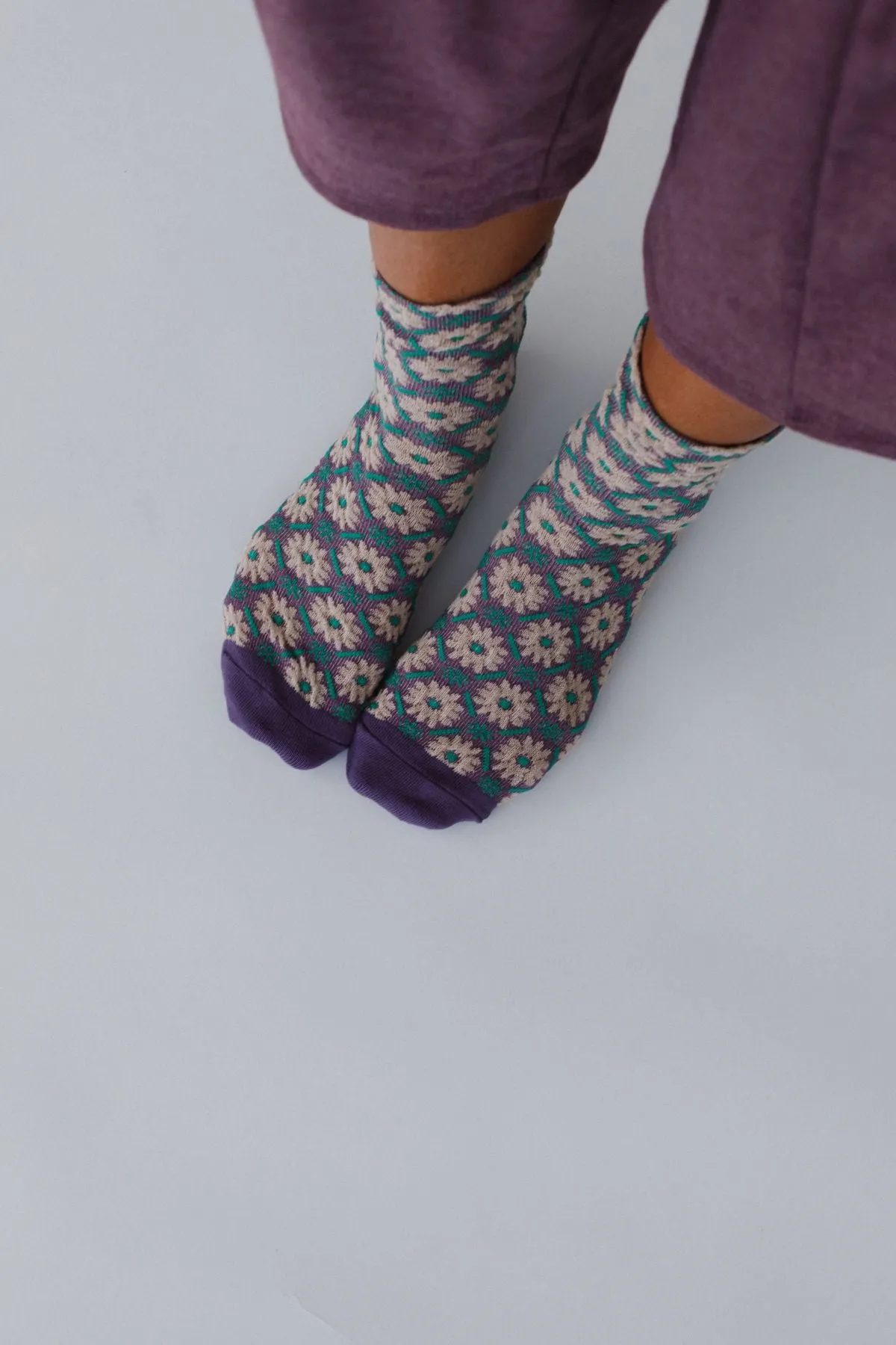 Floral Sunshine Socks - Teal