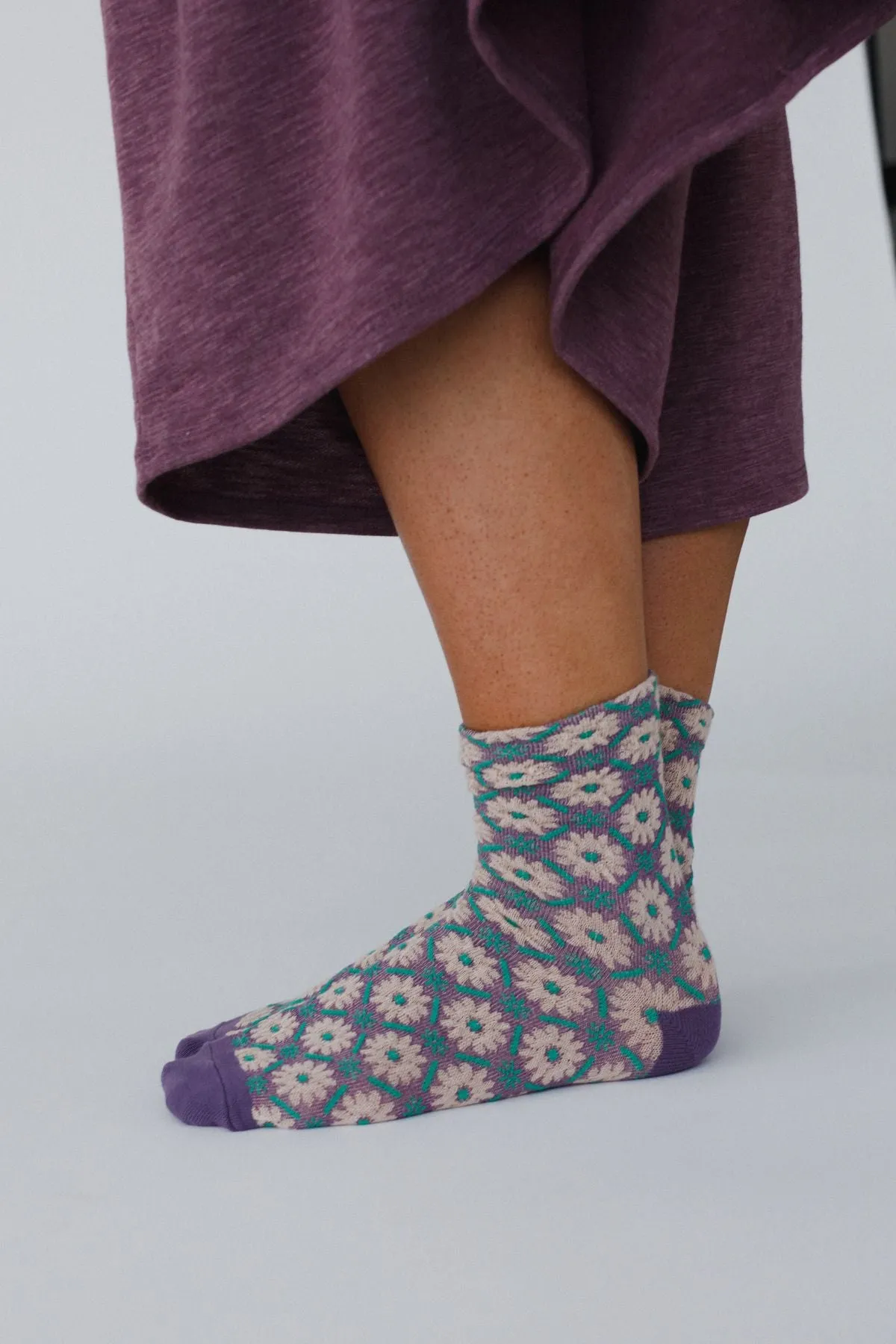 Floral Sunshine Socks - Teal