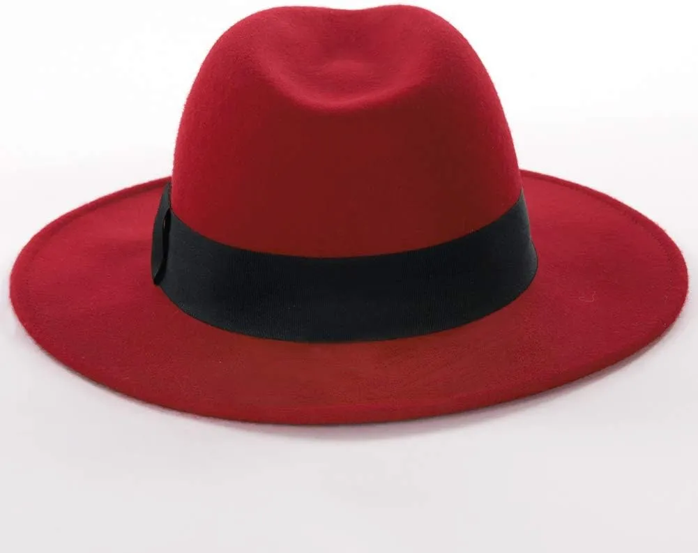 FORBUSITE Wool Felt Wide Brim Fedora Hats for Women Men