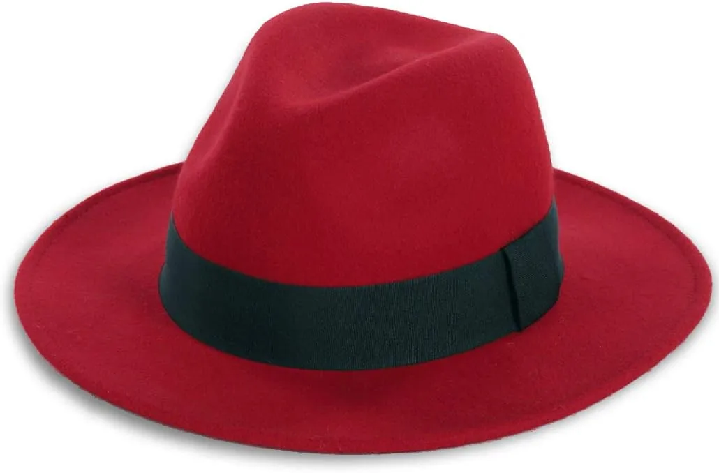 FORBUSITE Wool Felt Wide Brim Fedora Hats for Women Men