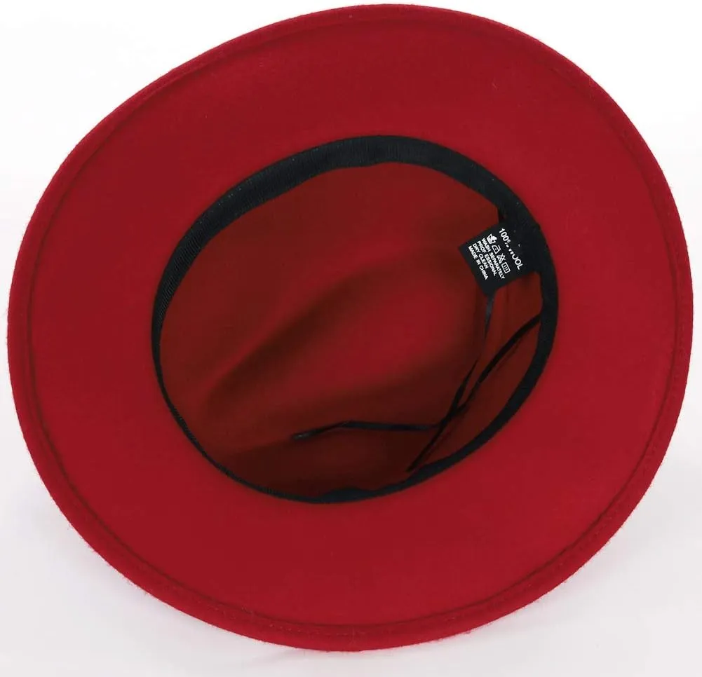 FORBUSITE Wool Felt Wide Brim Fedora Hats for Women Men