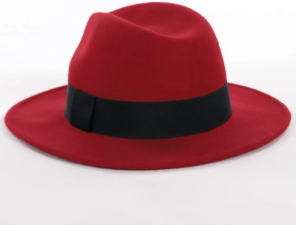 FORBUSITE Wool Felt Wide Brim Fedora Hats for Women Men