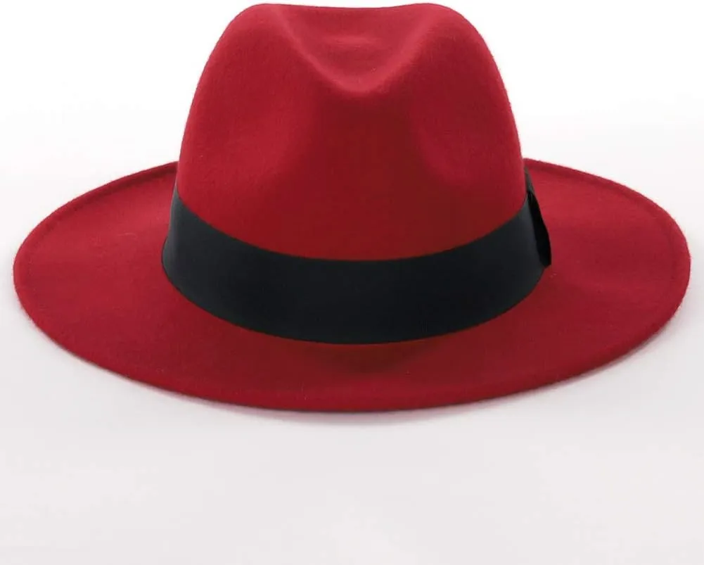FORBUSITE Wool Felt Wide Brim Fedora Hats for Women Men