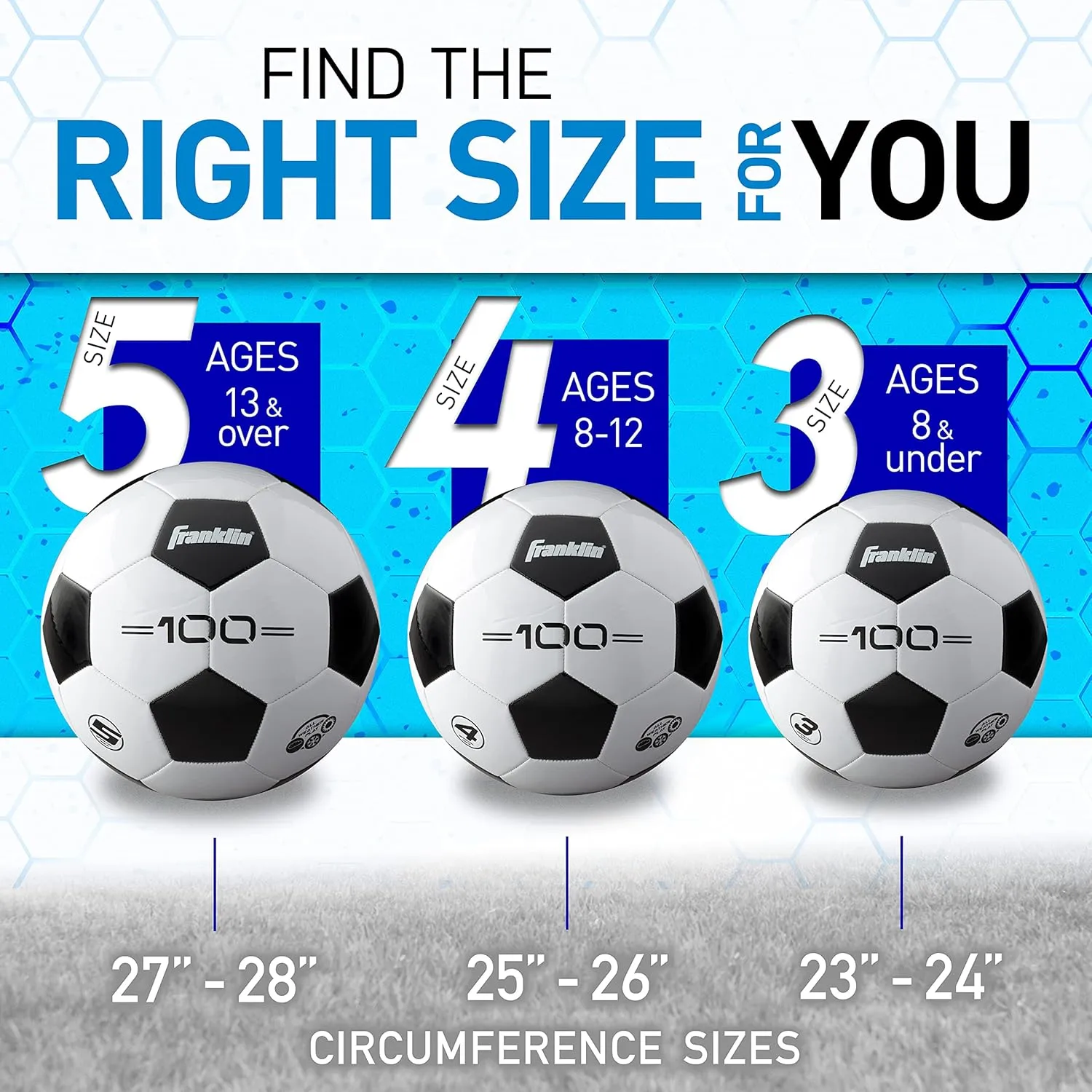 Franklin Sports Soccer Balls - Youth & Adult - Sizes 3, 4 & 5 - Single & Bulk Packs - Black & White