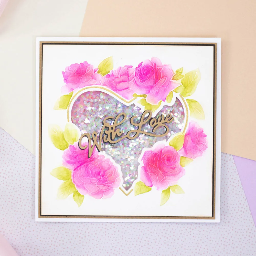 Gemini 5" x 5" Floral Frame Cut and Emboss Folder - Vibrant Rose