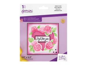 Gemini 5" x 5" Floral Frame Cut and Emboss Folder - Vibrant Rose