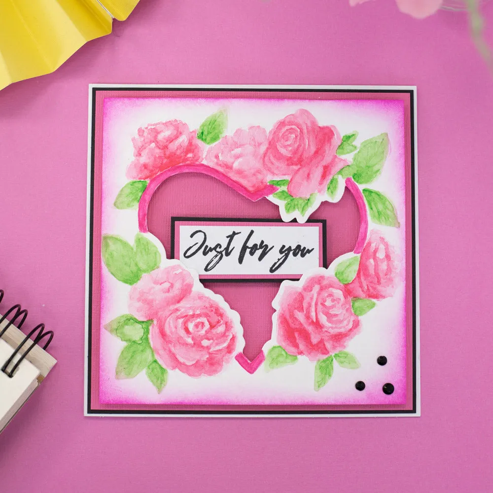 Gemini 5" x 5" Floral Frame Cut and Emboss Folder - Vibrant Rose